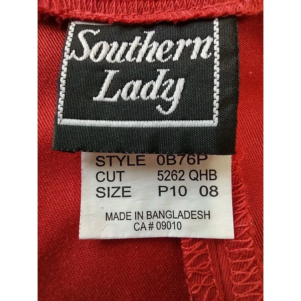 Southern Lady Vest Women's Size P10 Red Collared Sleeveless Button Up  2 Pockets